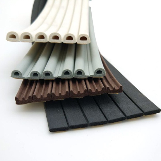 Foam rubber sealing strip with adhesive tape